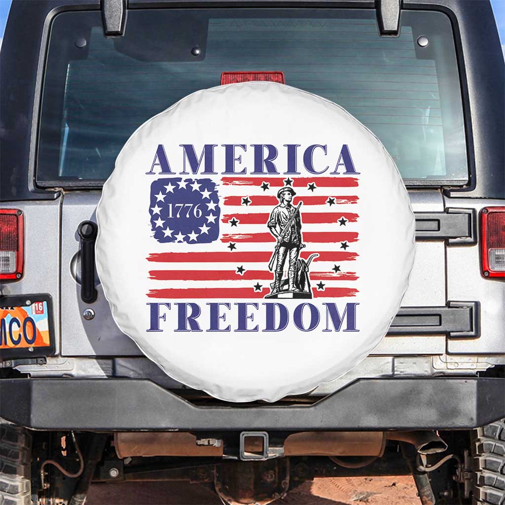 America Freedom 1776 Revolutionary War Spare Tire Cover Minuteman Betsy Ross Flag Patriotic History