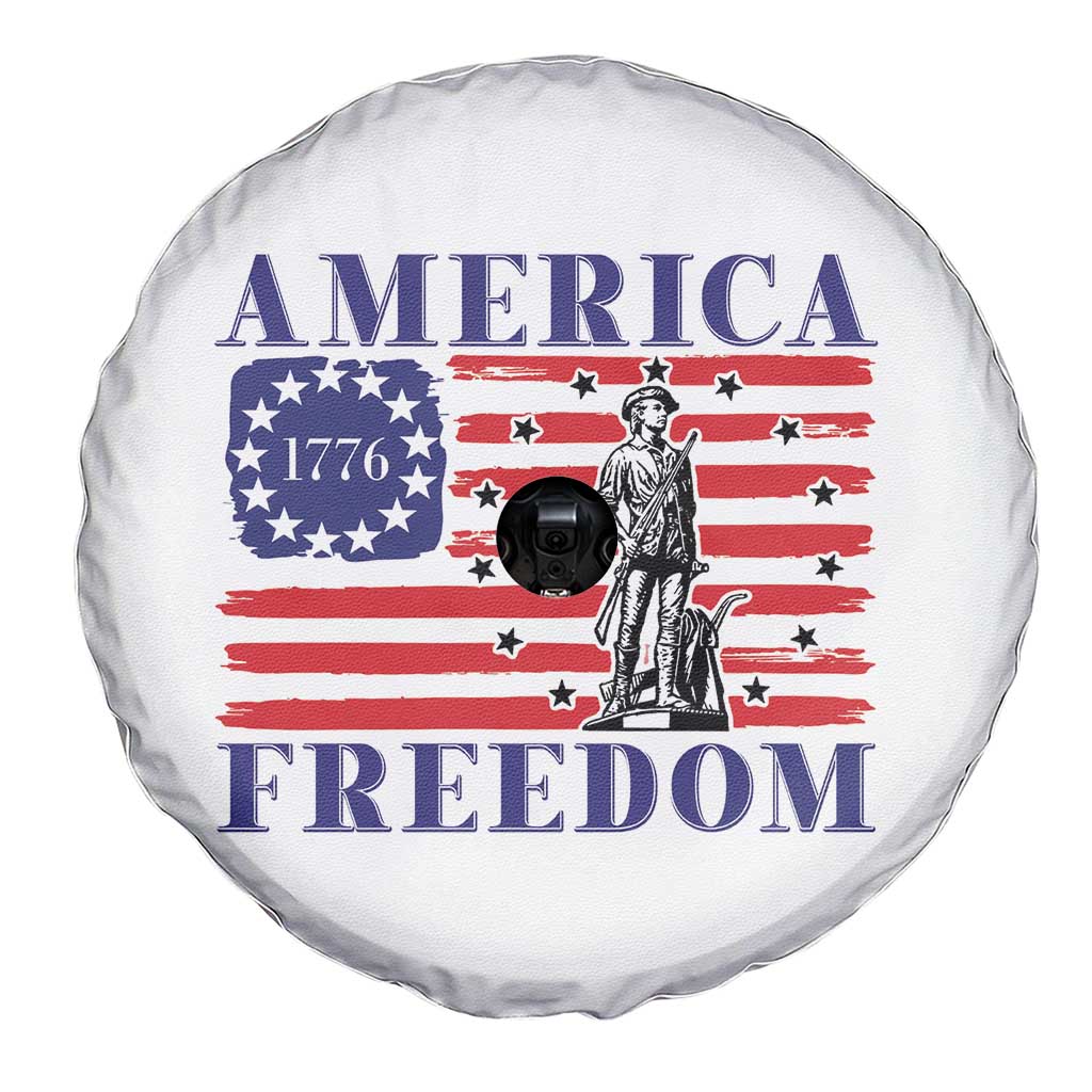 America Freedom 1776 Revolutionary War Spare Tire Cover Minuteman Betsy Ross Flag Patriotic History