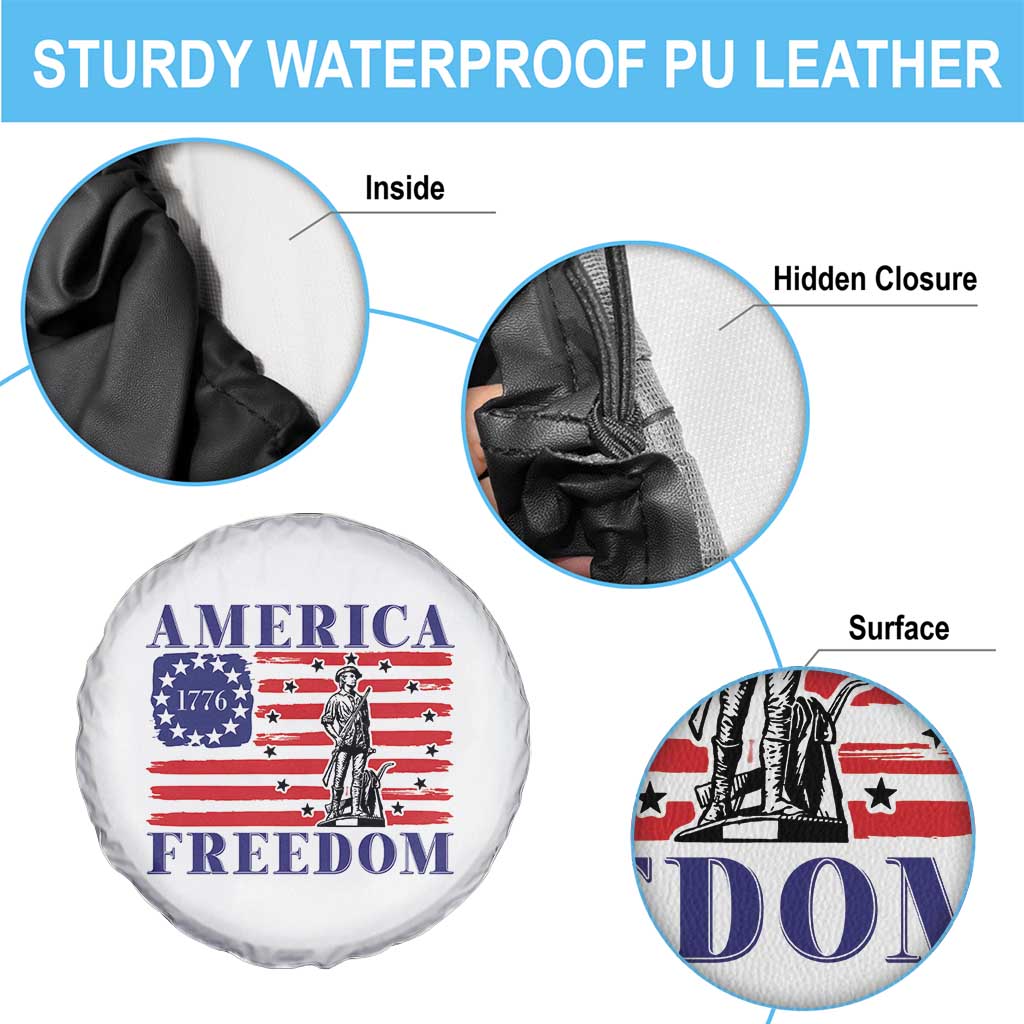 America Freedom 1776 Revolutionary War Spare Tire Cover Minuteman Betsy Ross Flag Patriotic History