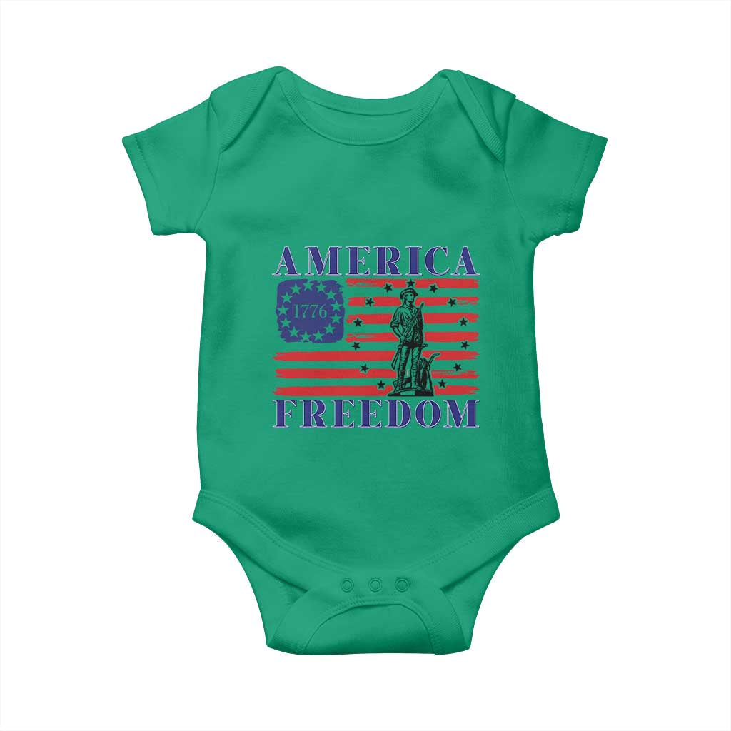 America Freedom 1776 Revolutionary War Baby Onesie Minuteman Betsy Ross Flag Patriotic History