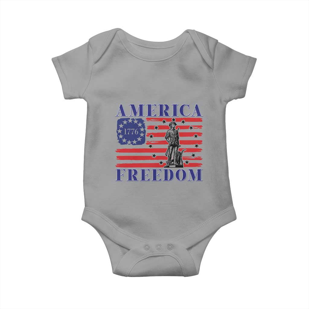America Freedom 1776 Revolutionary War Baby Onesie Minuteman Betsy Ross Flag Patriotic History