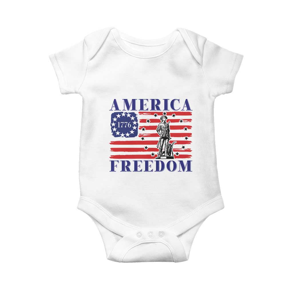America Freedom 1776 Revolutionary War Baby Onesie Minuteman Betsy Ross Flag Patriotic History