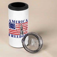 America Freedom 1776 Revolutionary War 4 in 1 Can Cooler Tumbler Minuteman Betsy Ross Flag Patriotic History