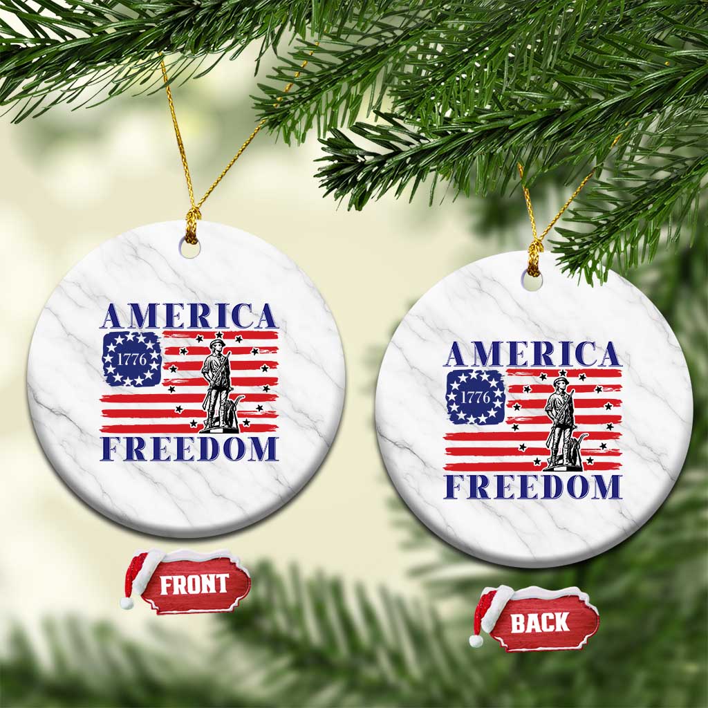 America Freedom 1776 Revolutionary War Ceramic Ornament Minuteman Betsy Ross Flag Patriotic History