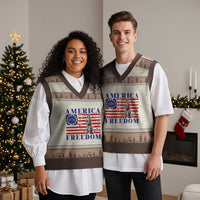America Freedom 1776 Revolutionary War V-Neck Knit Sweater Vest Minuteman Betsy Ross Flag Patriotic History