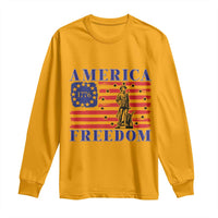 America Freedom 1776 Revolutionary War Long Sleeve Shirt Minuteman Betsy Ross Flag Patriotic History