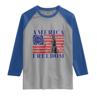America Freedom 1776 Revolutionary War Raglan Shirt Minuteman Betsy Ross Flag Patriotic History