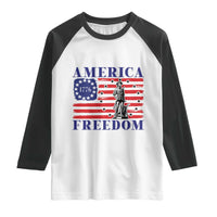 America Freedom 1776 Revolutionary War Raglan Shirt Minuteman Betsy Ross Flag Patriotic History