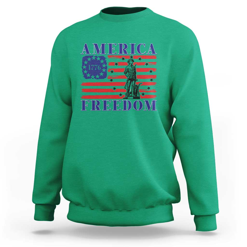 America Freedom 1776 Revolutionary War Sweatshirt Minuteman Betsy Ross Flag Patriotic History