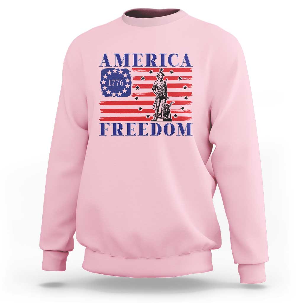 America Freedom 1776 Revolutionary War Sweatshirt Minuteman Betsy Ross Flag Patriotic History