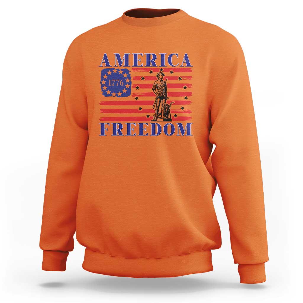 America Freedom 1776 Revolutionary War Sweatshirt Minuteman Betsy Ross Flag Patriotic History