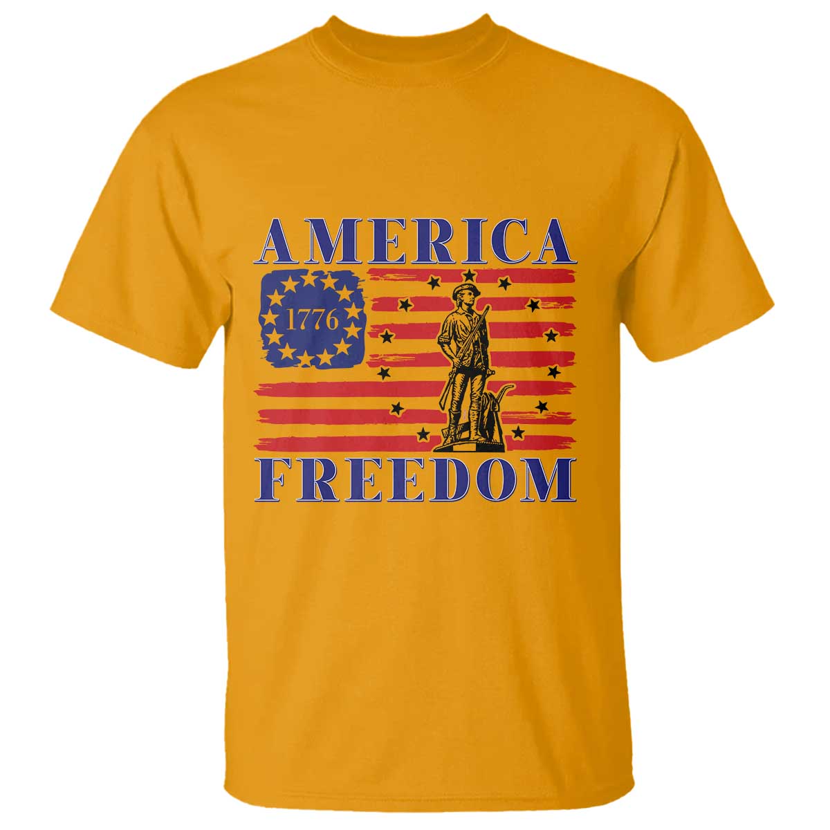America Freedom 1776 Revolutionary War T Shirt Minuteman Betsy Ross Flag Patriotic History