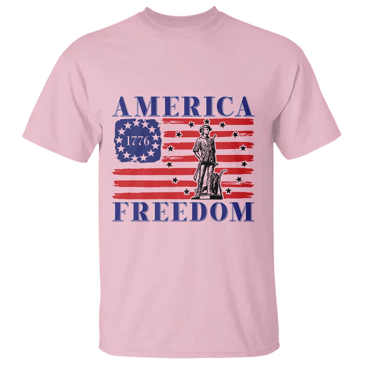 America Freedom 1776 Revolutionary War T Shirt Minuteman Betsy Ross Flag Patriotic History