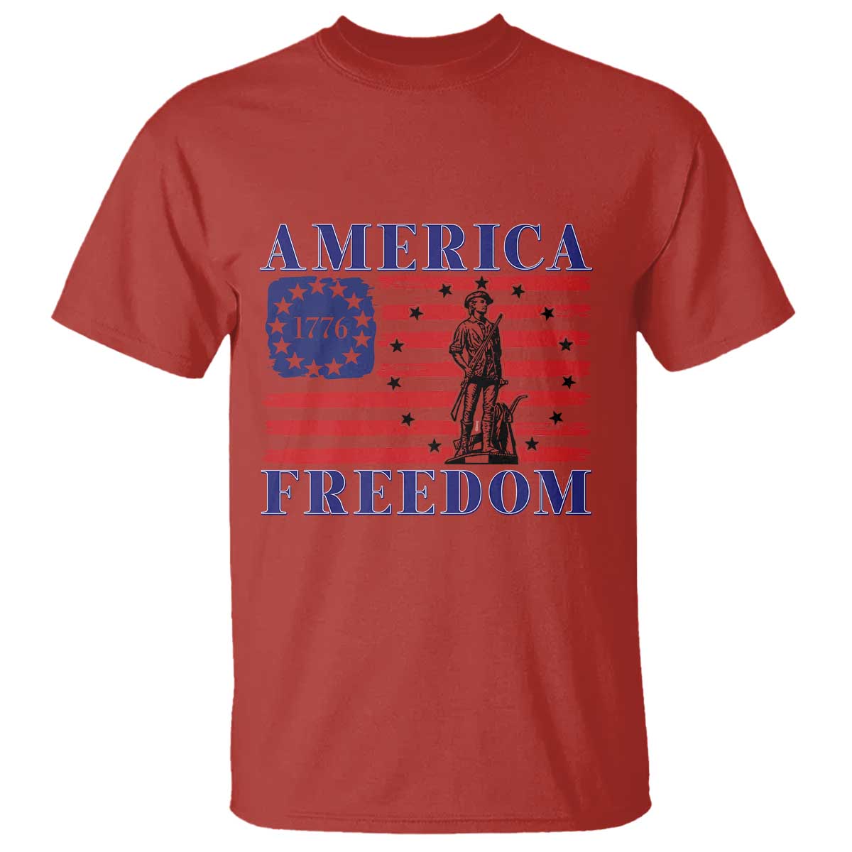 America Freedom 1776 Revolutionary War T Shirt Minuteman Betsy Ross Flag Patriotic History