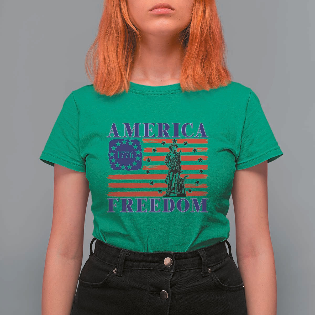 America Freedom 1776 Revolutionary War T Shirt For Women Minuteman Betsy Ross Flag Patriotic History