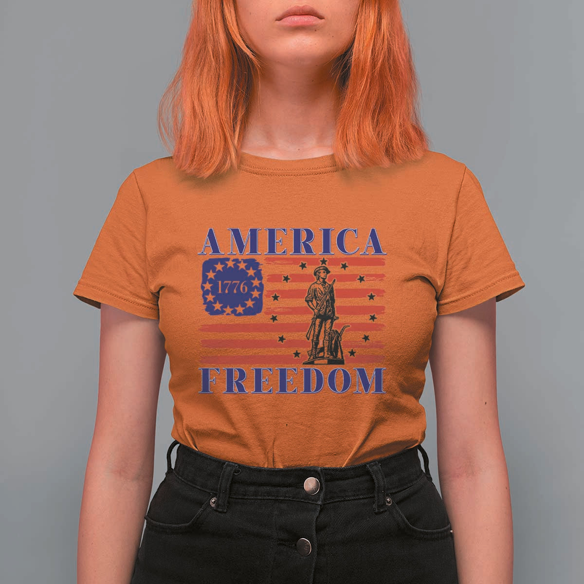 America Freedom 1776 Revolutionary War T Shirt For Women Minuteman Betsy Ross Flag Patriotic History