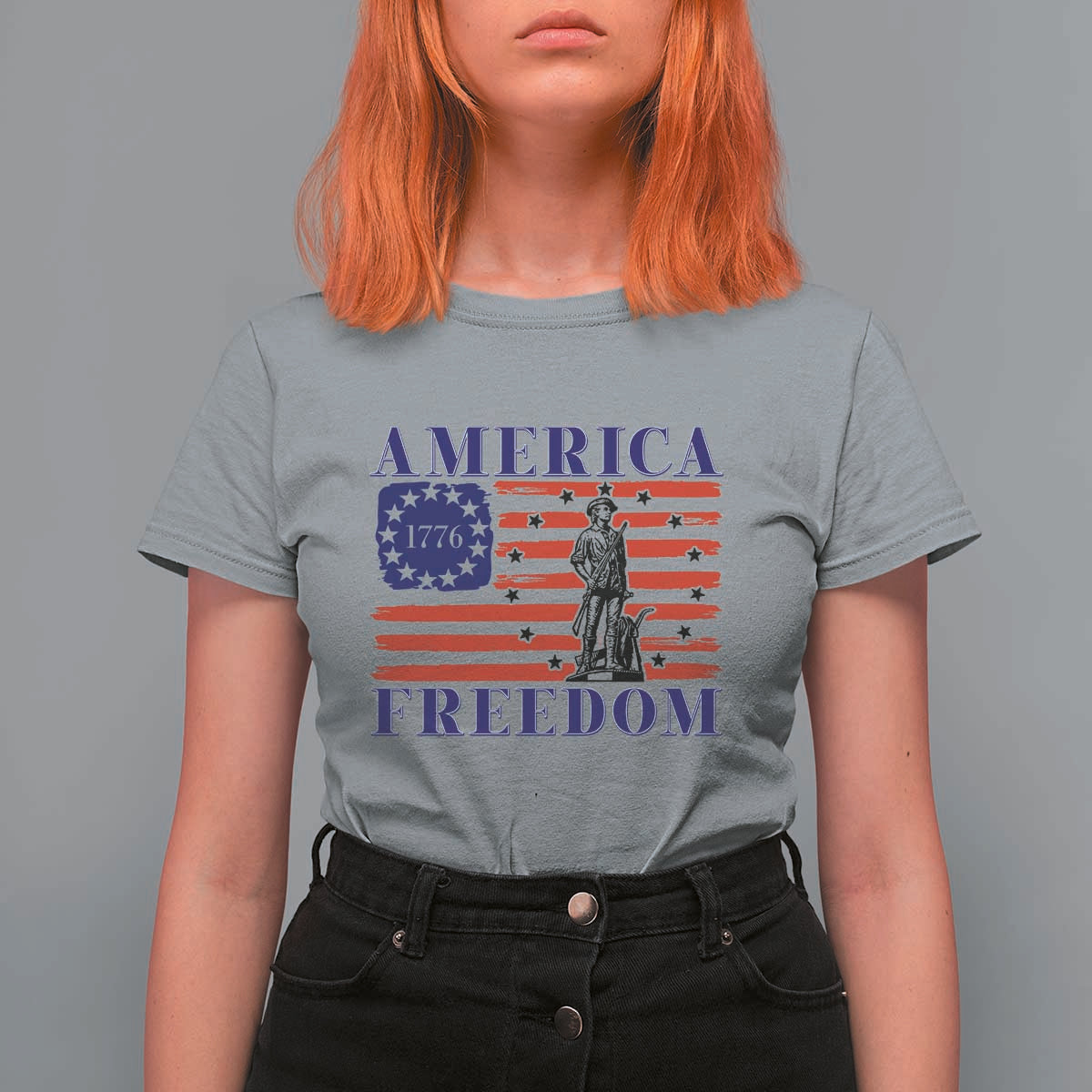 America Freedom 1776 Revolutionary War T Shirt For Women Minuteman Betsy Ross Flag Patriotic History
