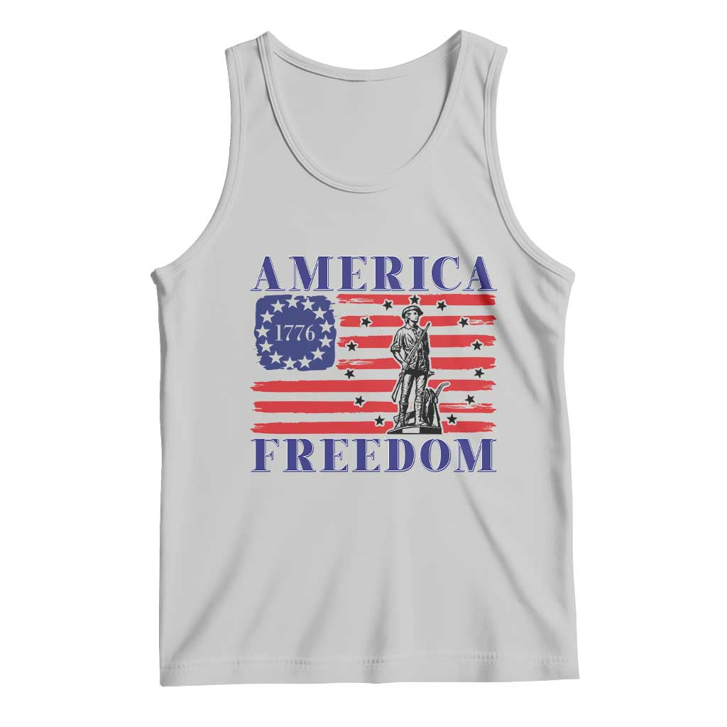 America Freedom 1776 Revolutionary War Tank Top Minuteman Betsy Ross Flag Patriotic History