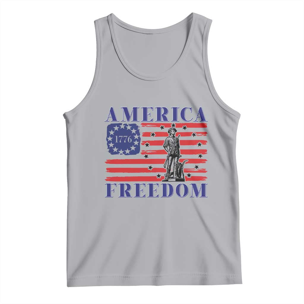 America Freedom 1776 Revolutionary War Tank Top Minuteman Betsy Ross Flag Patriotic History