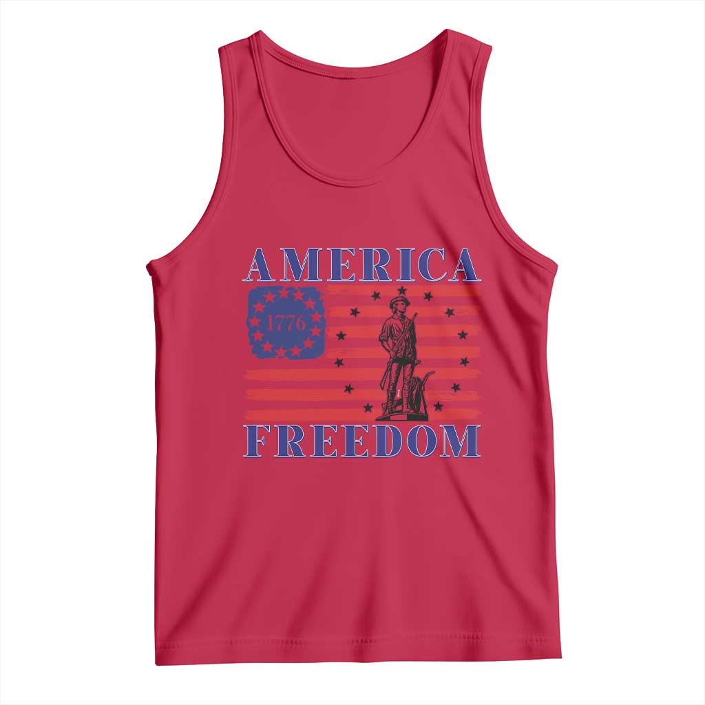 America Freedom 1776 Revolutionary War Tank Top Minuteman Betsy Ross Flag Patriotic History