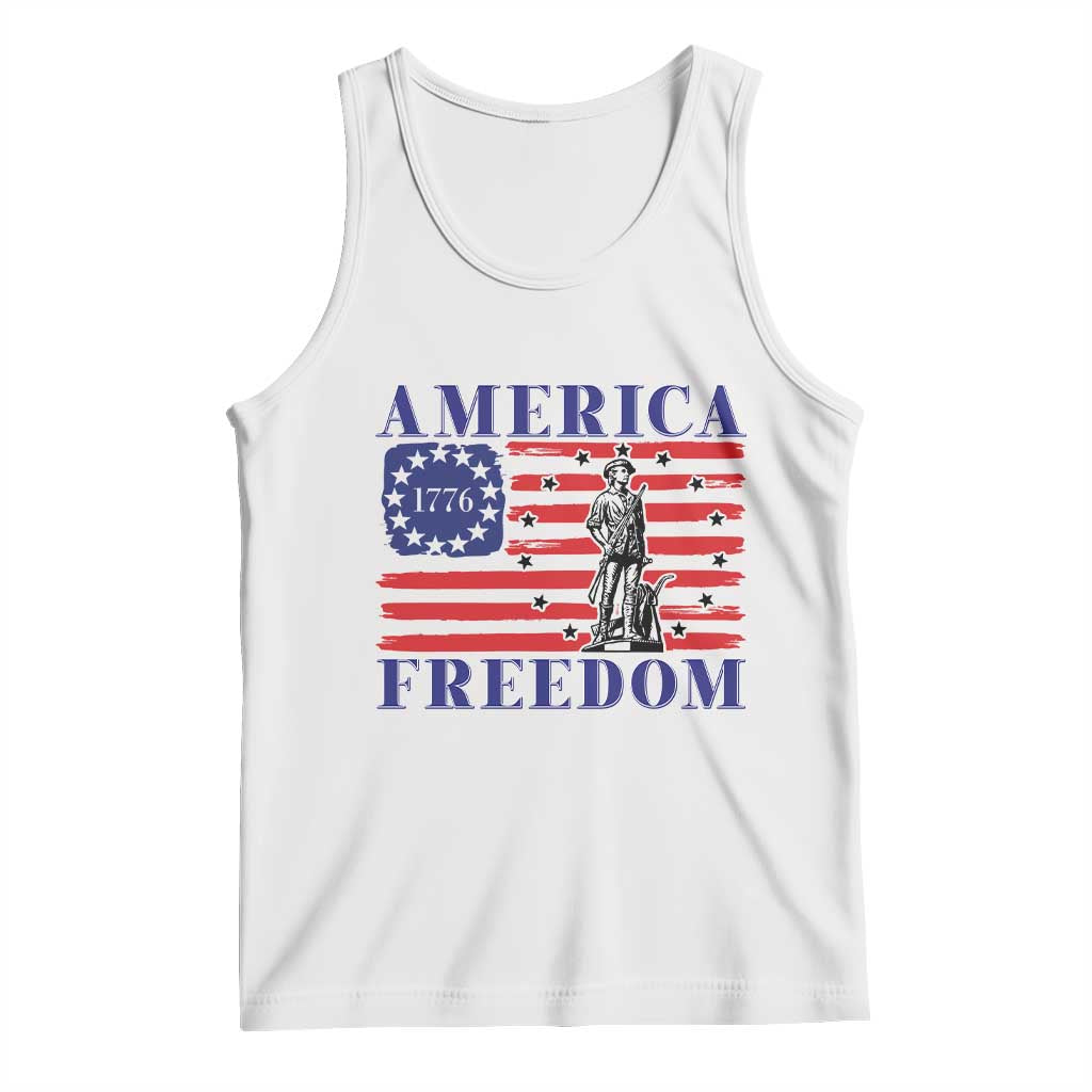 America Freedom 1776 Revolutionary War Tank Top Minuteman Betsy Ross Flag Patriotic History
