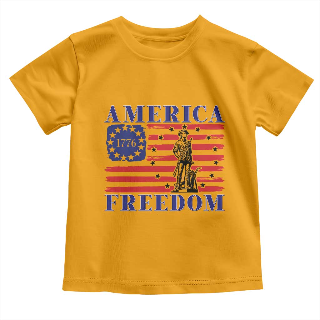 America Freedom 1776 Revolutionary War Toddler T Shirt Minuteman Betsy Ross Flag Patriotic History