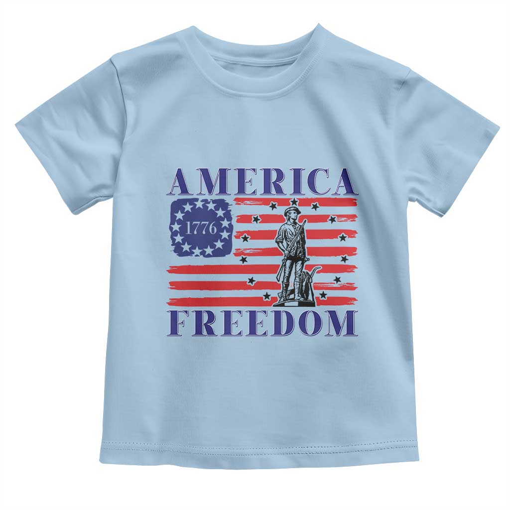 America Freedom 1776 Revolutionary War Toddler T Shirt Minuteman Betsy Ross Flag Patriotic History