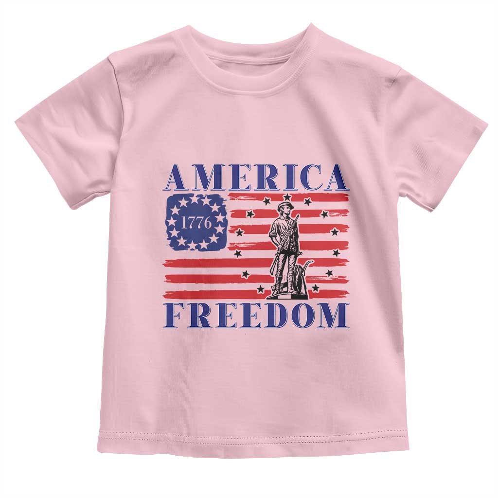 America Freedom 1776 Revolutionary War Toddler T Shirt Minuteman Betsy Ross Flag Patriotic History