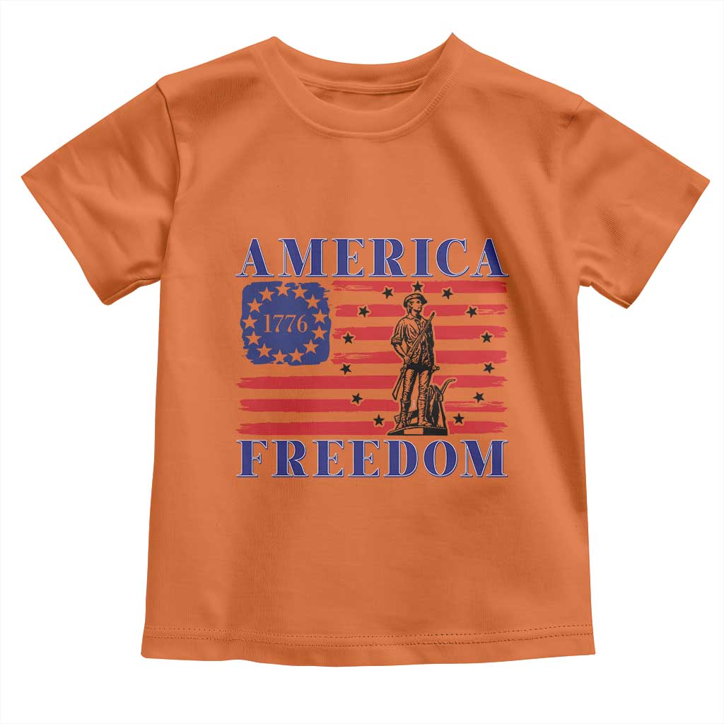 America Freedom 1776 Revolutionary War Toddler T Shirt Minuteman Betsy Ross Flag Patriotic History