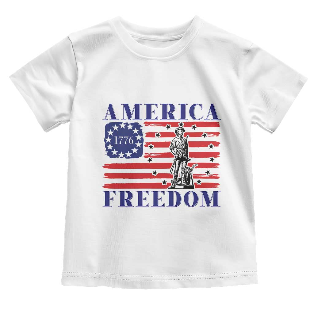 America Freedom 1776 Revolutionary War Toddler T Shirt Minuteman Betsy Ross Flag Patriotic History