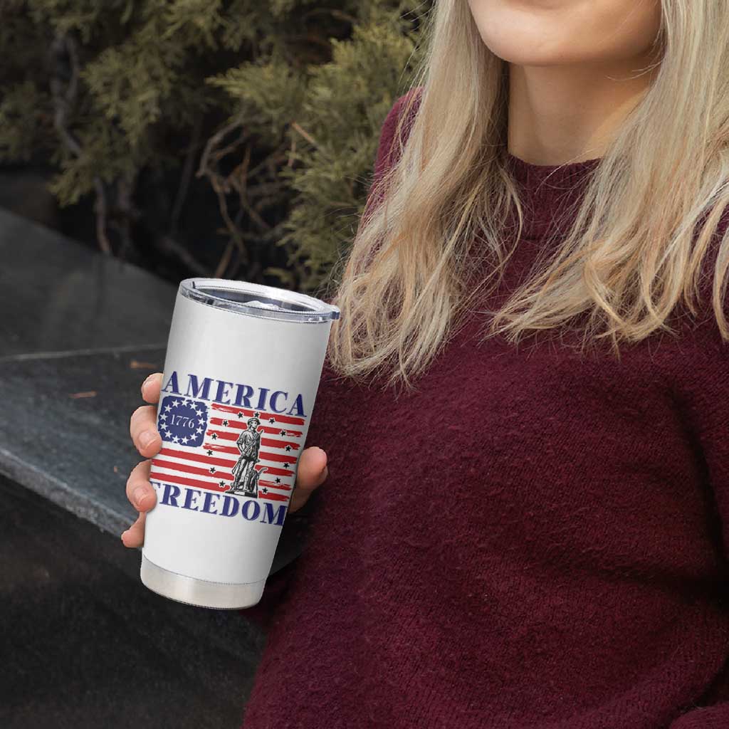 America Freedom 1776 Revolutionary War Tumbler Cup Minuteman Betsy Ross Flag Patriotic History