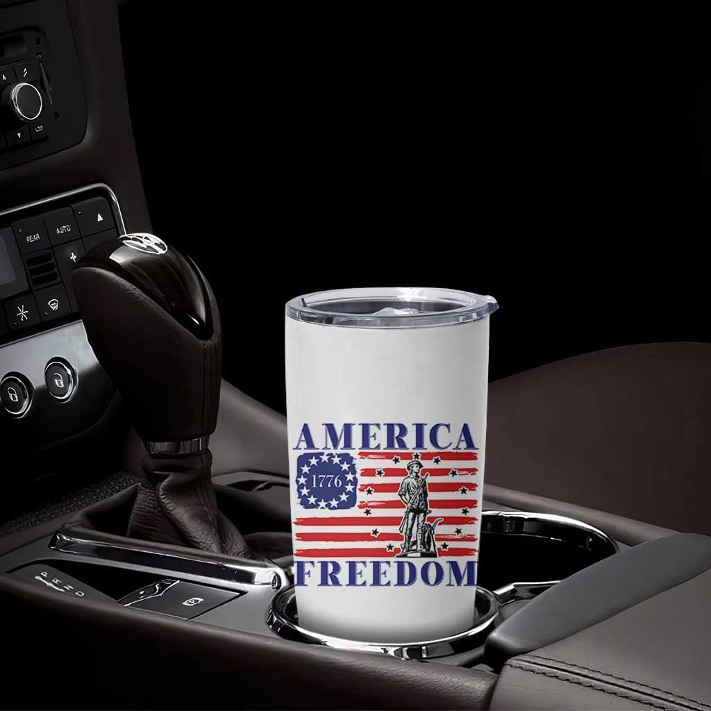 America Freedom 1776 Revolutionary War Tumbler Cup Minuteman Betsy Ross Flag Patriotic History