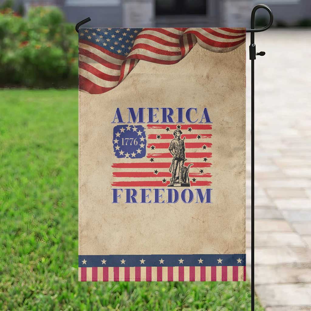 America Freedom 1776 Revolutionary War Patriotic Garden Flag Minuteman Betsy Ross Flag Patriotic History