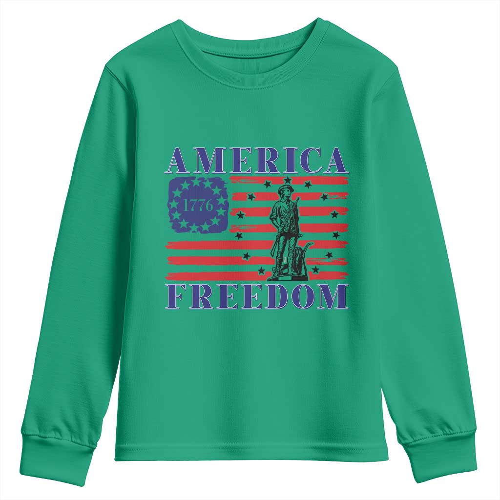 America Freedom 1776 Revolutionary War Youth Sweatshirt Minuteman Betsy Ross Flag Patriotic History