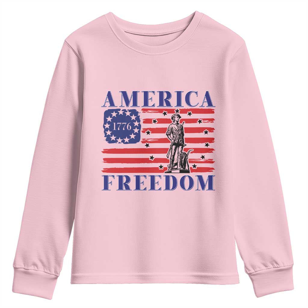 America Freedom 1776 Revolutionary War Youth Sweatshirt Minuteman Betsy Ross Flag Patriotic History