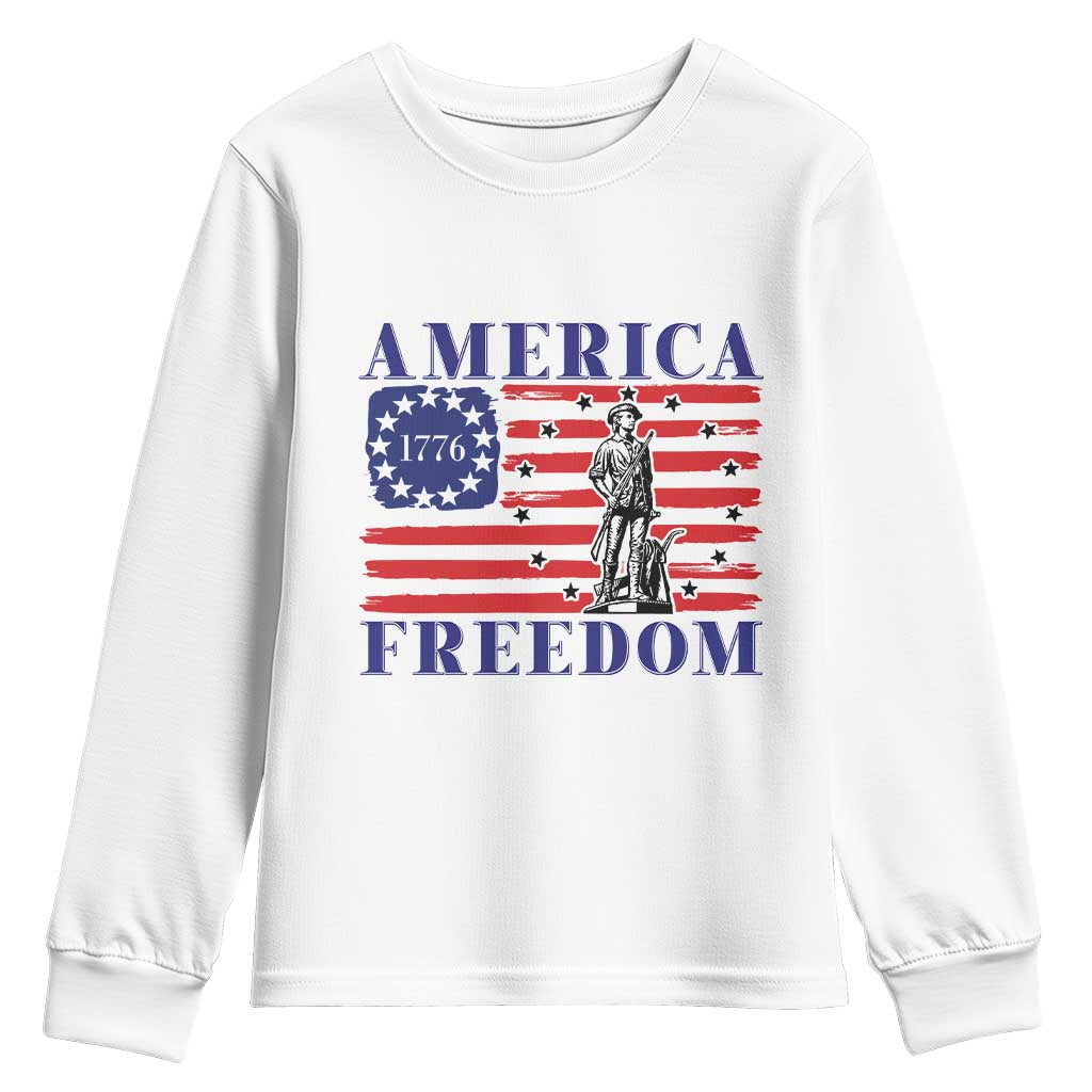 America Freedom 1776 Revolutionary War Youth Sweatshirt Minuteman Betsy Ross Flag Patriotic History