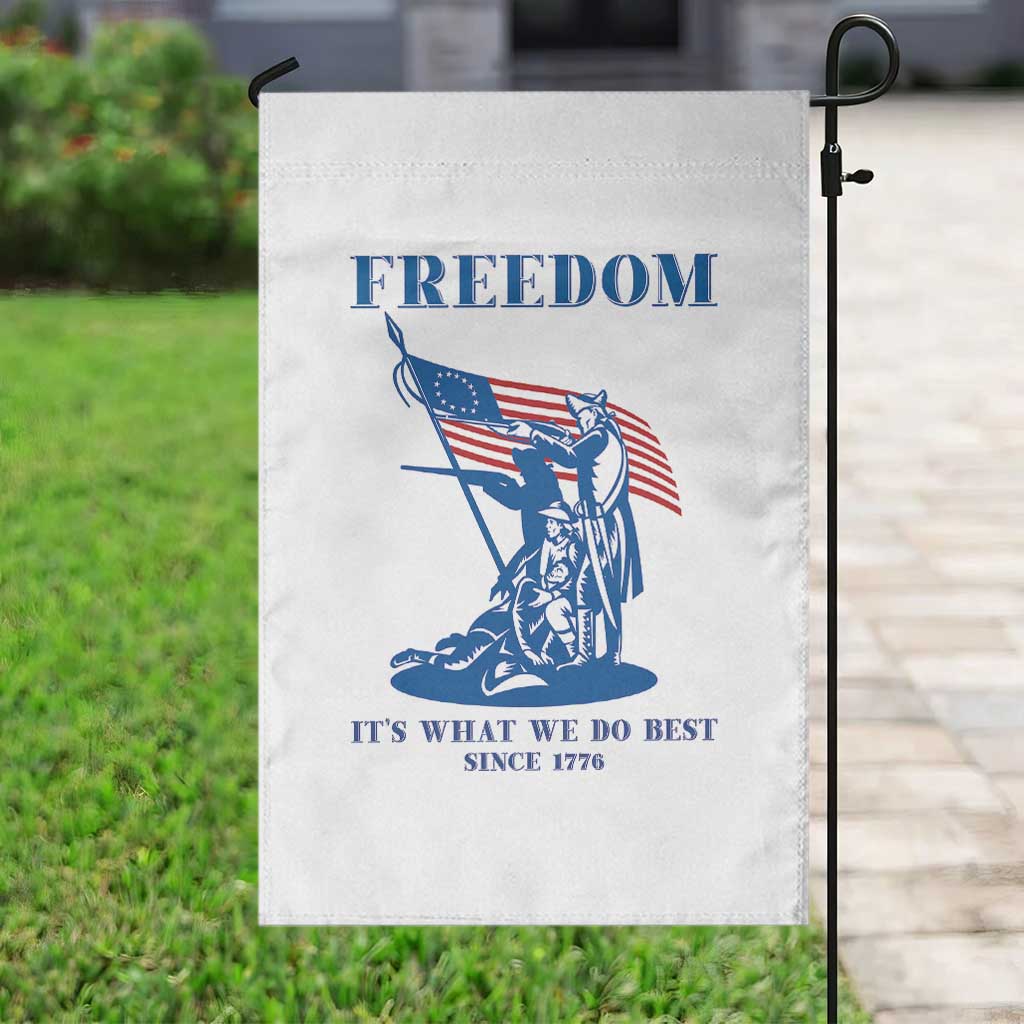 Freedom It’s What We Do Best Since 1776 Garden Flag Revolutionary War Patriot Battle Scene