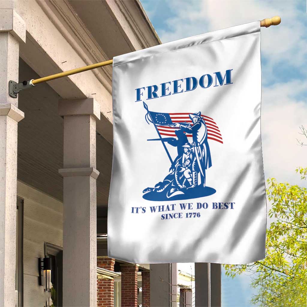 Freedom It’s What We Do Best Since 1776 Garden Flag Revolutionary War Patriot Battle Scene