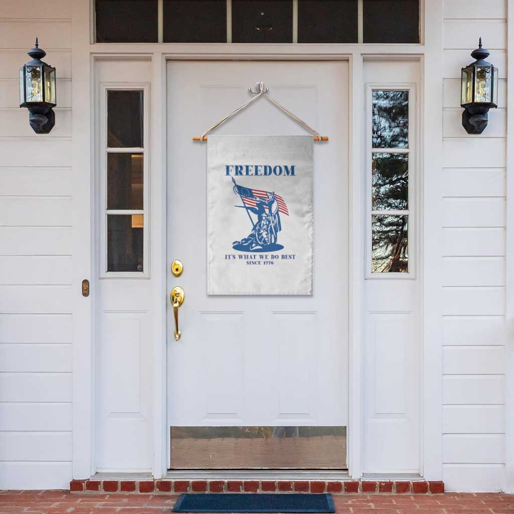 Freedom It’s What We Do Best Since 1776 Garden Flag Revolutionary War Patriot Battle Scene