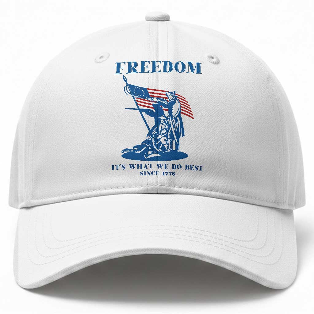 Freedom It’s What We Do Best Since 1776 Baseball Cap Revolutionary War Patriot Battle Scene