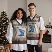 Freedom It’s What We Do Best Since 1776 V-Neck Knit Sweater Vest Revolutionary War Patriot Battle Scene