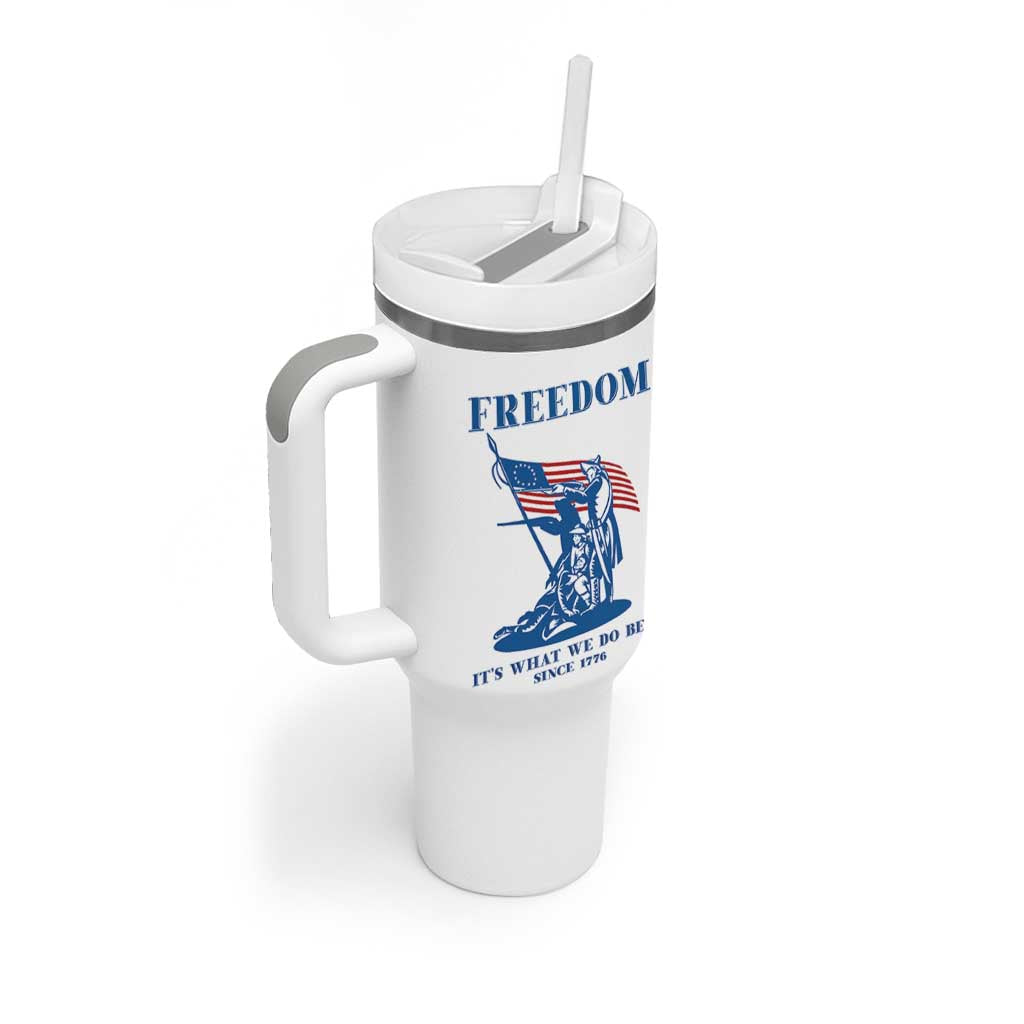 Freedom It’s What We Do Best Since 1776 Tumbler With Handle Revolutionary War Patriot Battle Scene