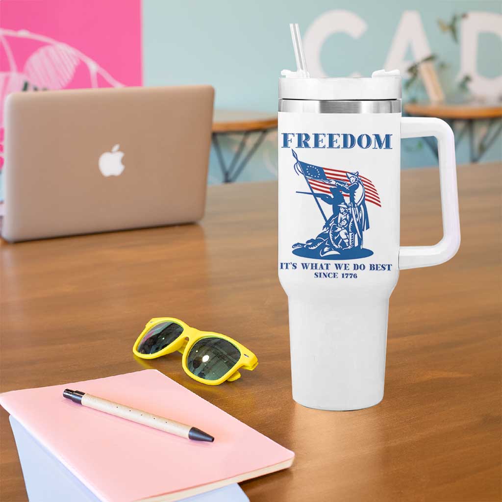 Freedom It’s What We Do Best Since 1776 Tumbler With Handle Revolutionary War Patriot Battle Scene