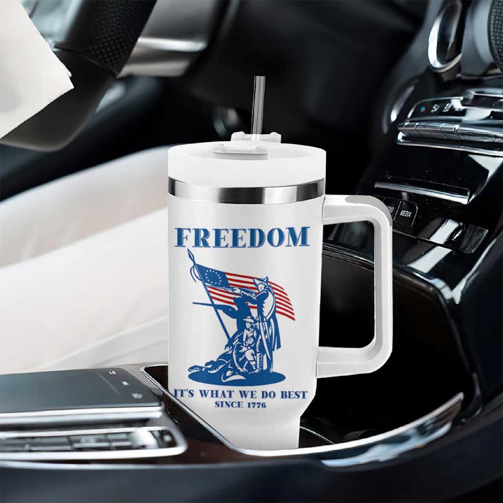 Freedom It’s What We Do Best Since 1776 Tumbler With Handle Revolutionary War Patriot Battle Scene