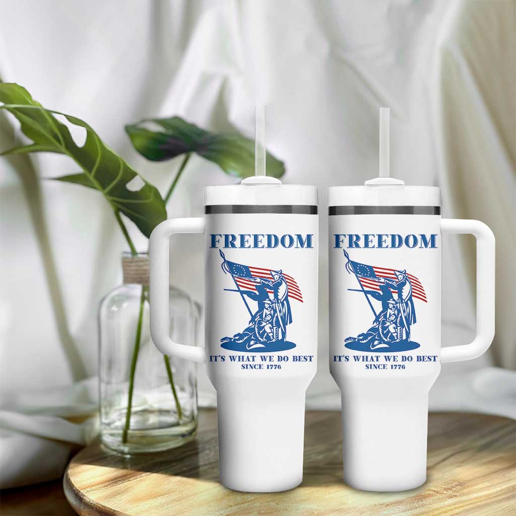 Freedom It’s What We Do Best Since 1776 Tumbler With Handle Revolutionary War Patriot Battle Scene