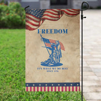 Freedom It’s What We Do Best Since 1776 Patriotic Garden Flag Revolutionary War Patriot Battle Scene