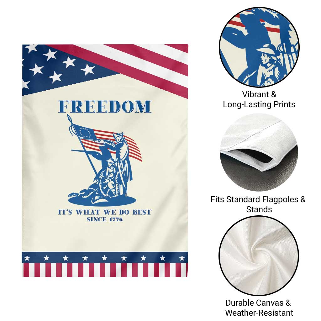 Freedom It’s What We Do Best Since 1776 Patriotic Garden Flag Revolutionary War Patriot Battle Scene
