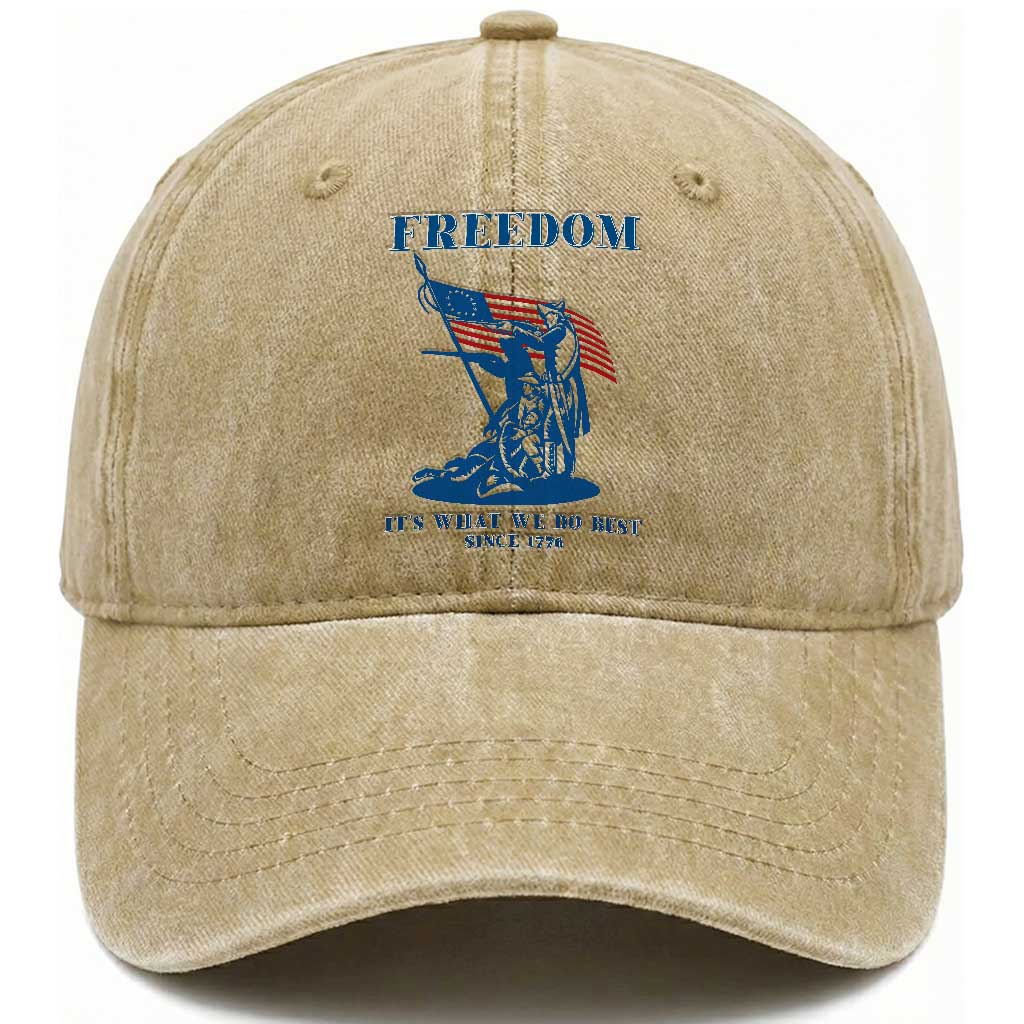 Freedom It’s What We Do Best Since 1776 Washed Cotton Baseball Cap Revolutionary War Patriot Battle Scene