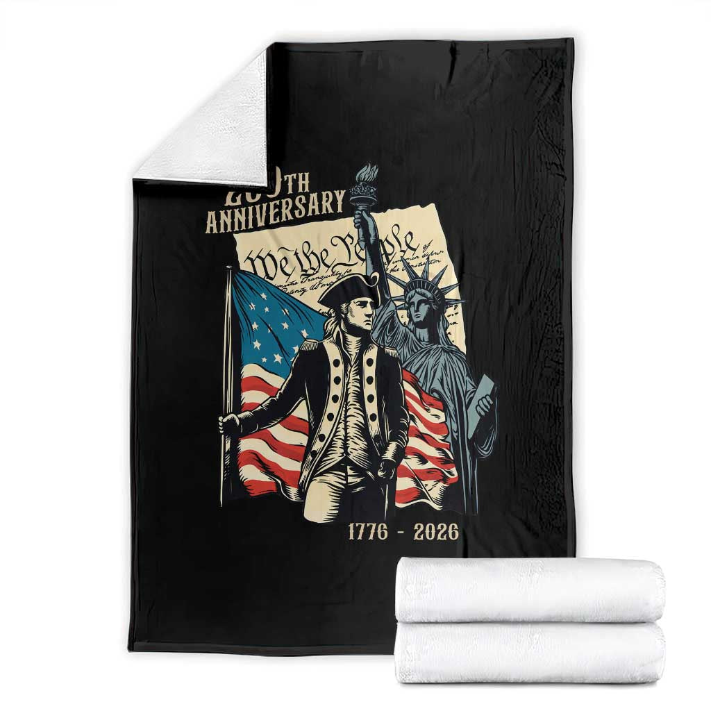 250th Anniversary 1776-2026 We The People Throw Blanket George Washington and Statue of Liberty History Pride