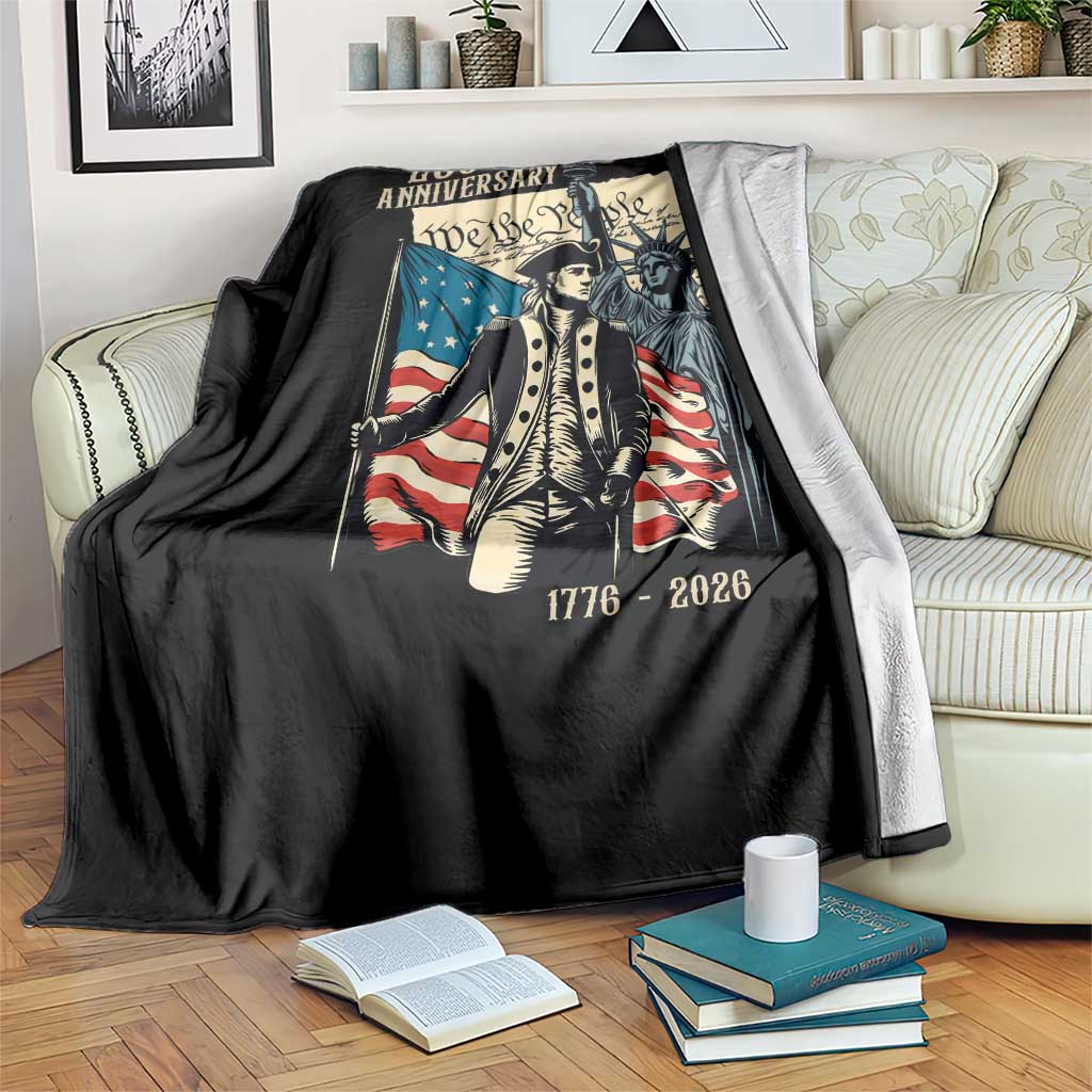 250th Anniversary 1776-2026 We The People Throw Blanket George Washington and Statue of Liberty History Pride